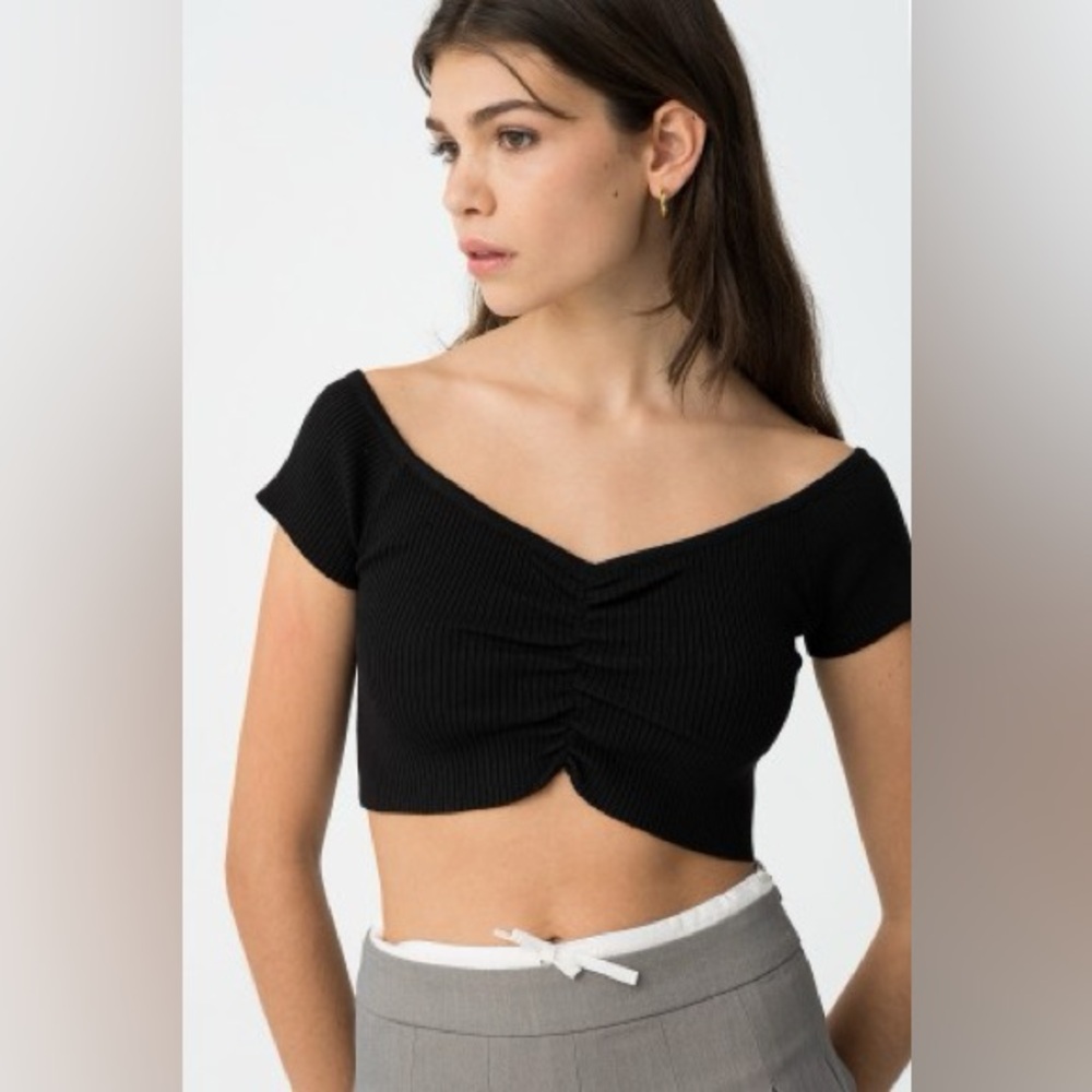 Garage Black Ribbed Knit Top